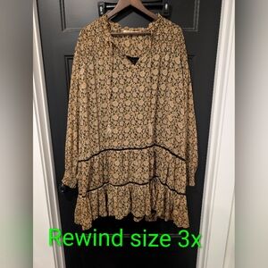 Rewind boho Long Sleeved Babydoll Dress